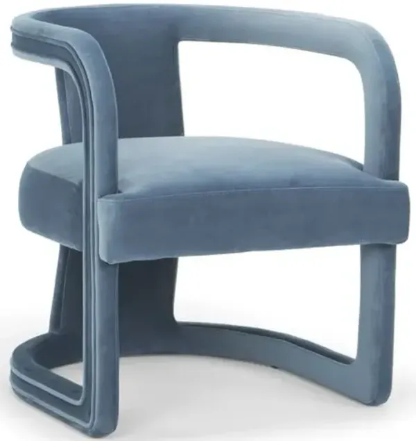 Carla Accent Chair - Steel Blue Velvet, Comfortable, Durable