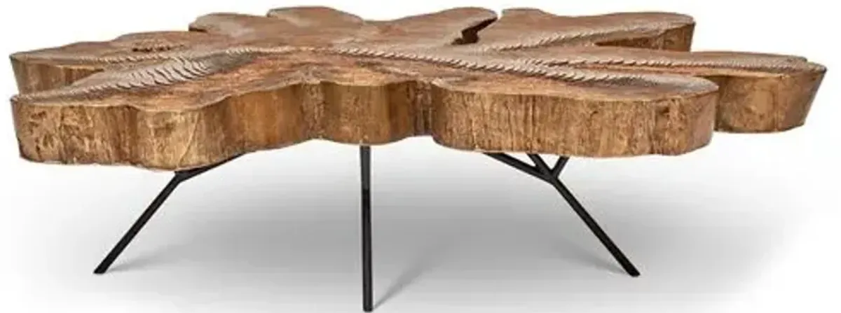 Franco Coffee Table - Antiqued Brass - Brown