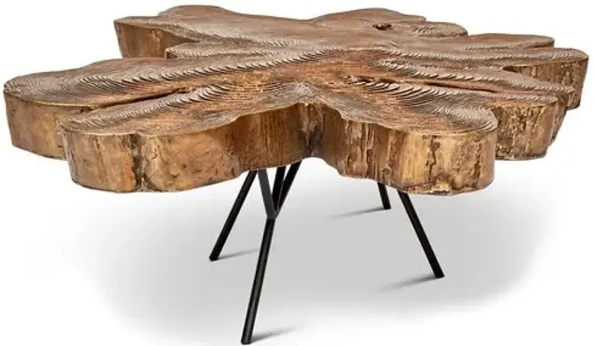 Franco Coffee Table - Antiqued Brass - Brown