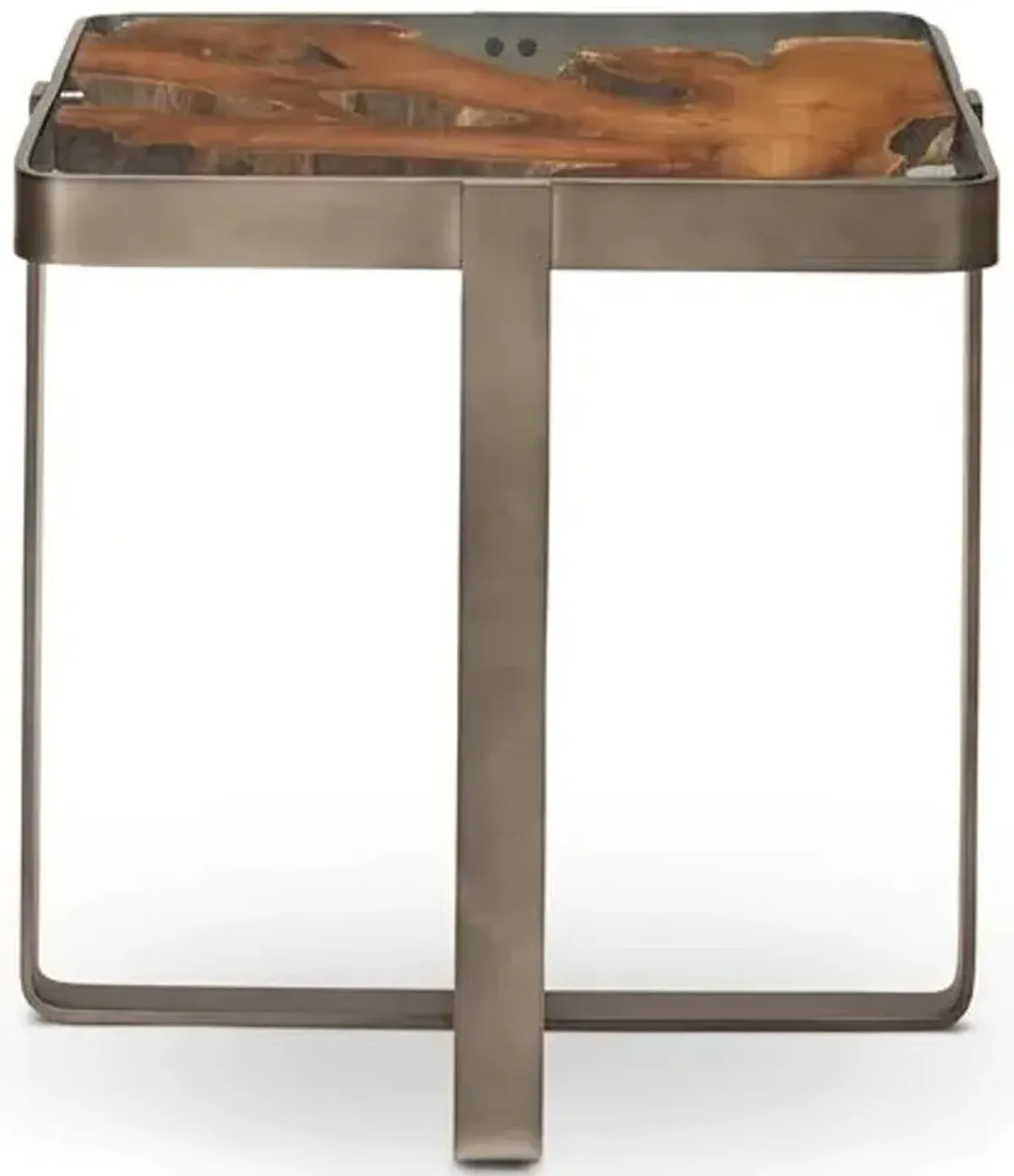 Candess Side Table - Teak/Gray