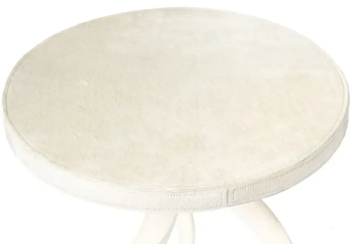 Kudu Horn Side Table, Cream Leather