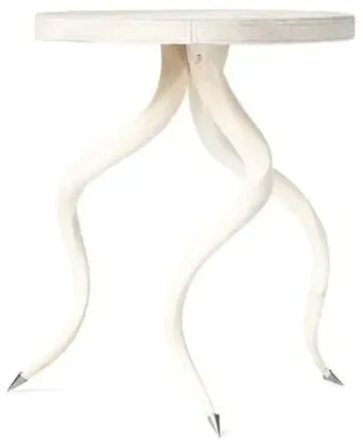 Kudu Horn Side Table - Cream Leather - Ngala Trading Co. - Ivory