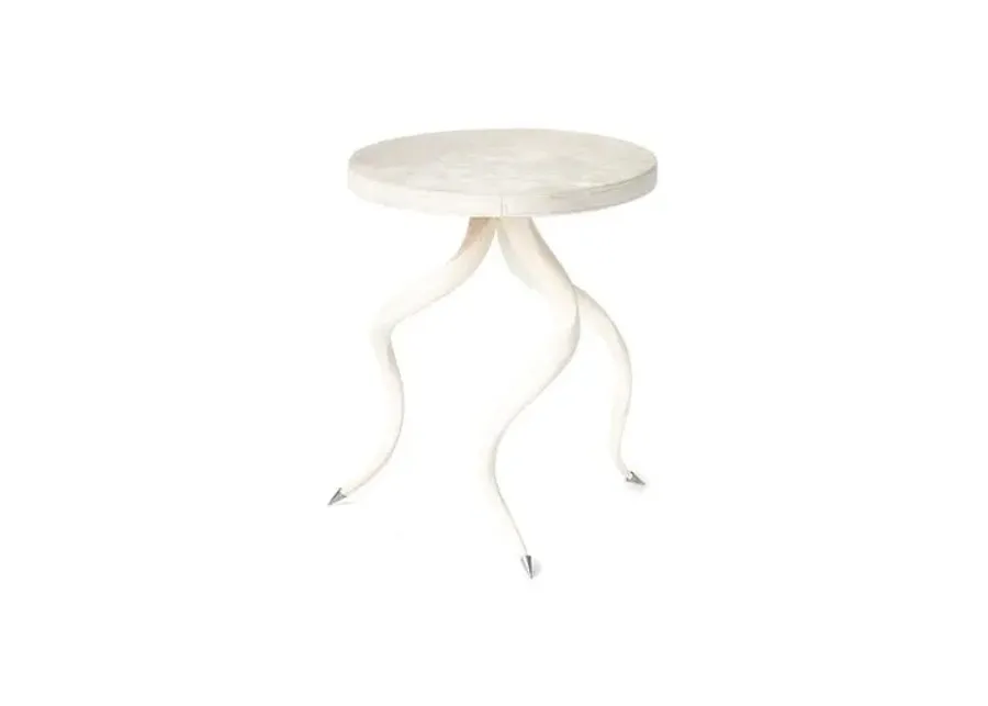 Kudu Horn Side Table - Cream Leather - Ngala Trading Co. - Ivory