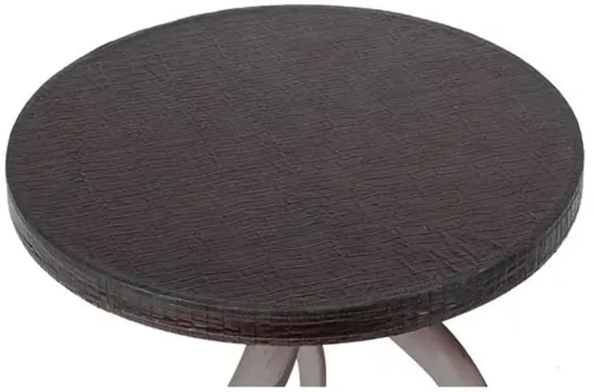 Kudu Polished Horn Side Table - Espresso Leather - Ngala Trading Co. - Black