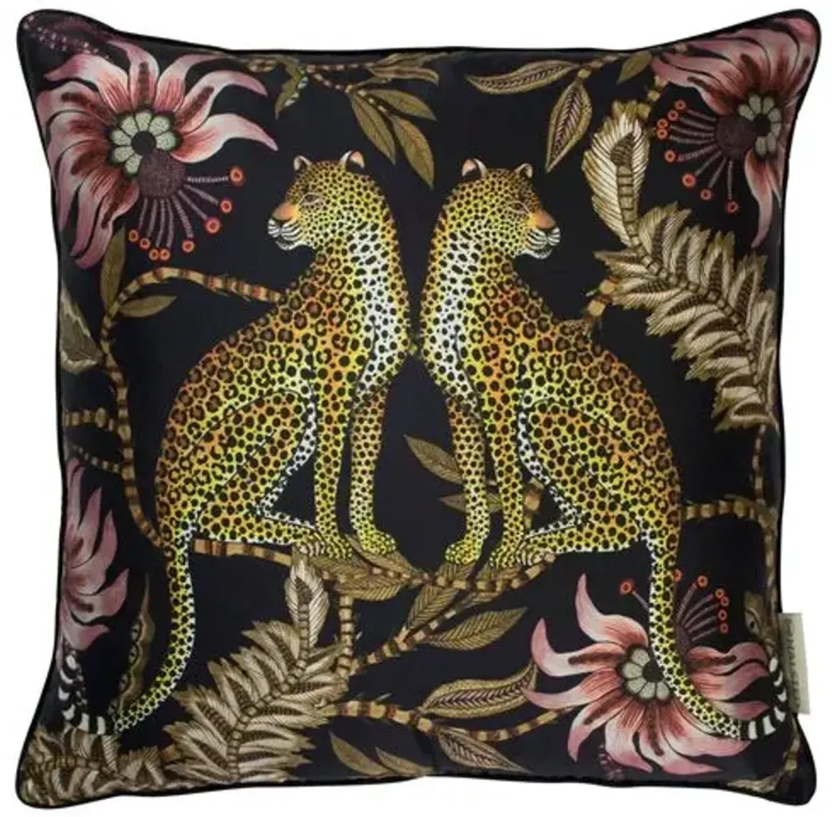 Lovebird Leopards 16x16 Silk Pillow - Night - Ngala Trading Co. - Handcrafted