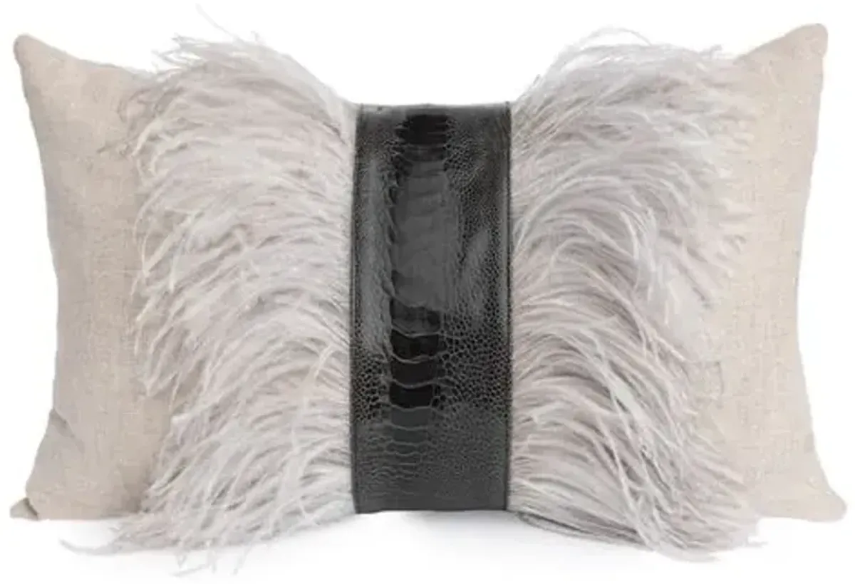 Ostrich 14x22 Lumbar Pillow - Gray - Ngala Trading Co.