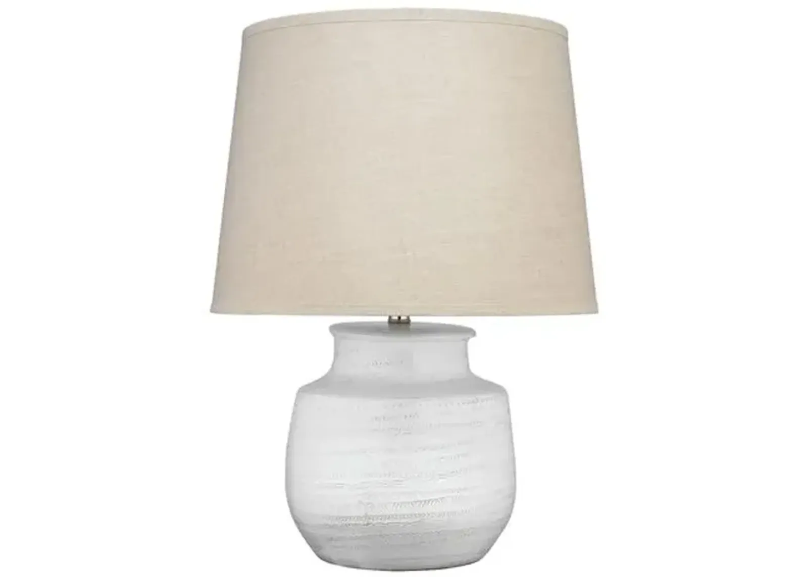 Trace Small Ceramic Table Lamp - White/Natural - Jamie Young Co.