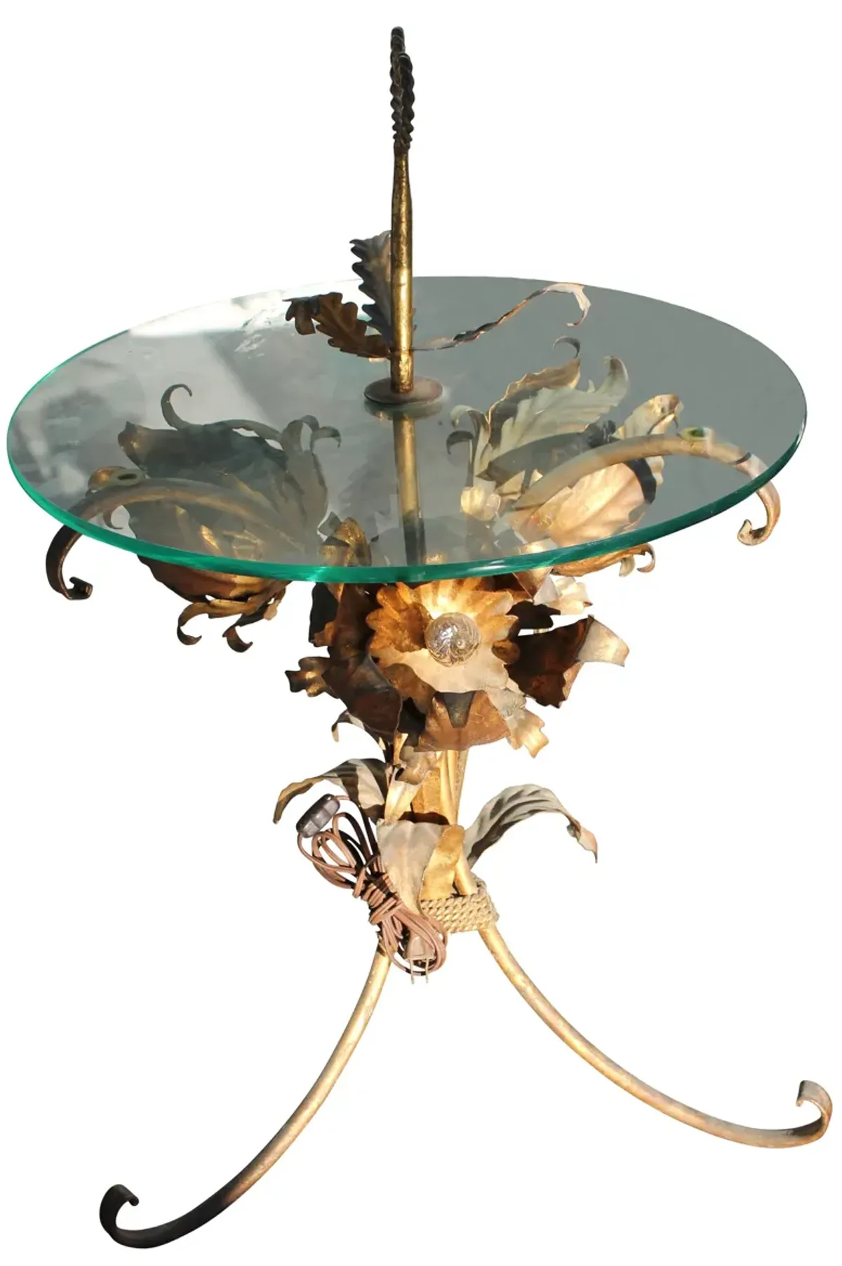 Maison Charles Lotus Lamp Table - Something Vintage - Gold