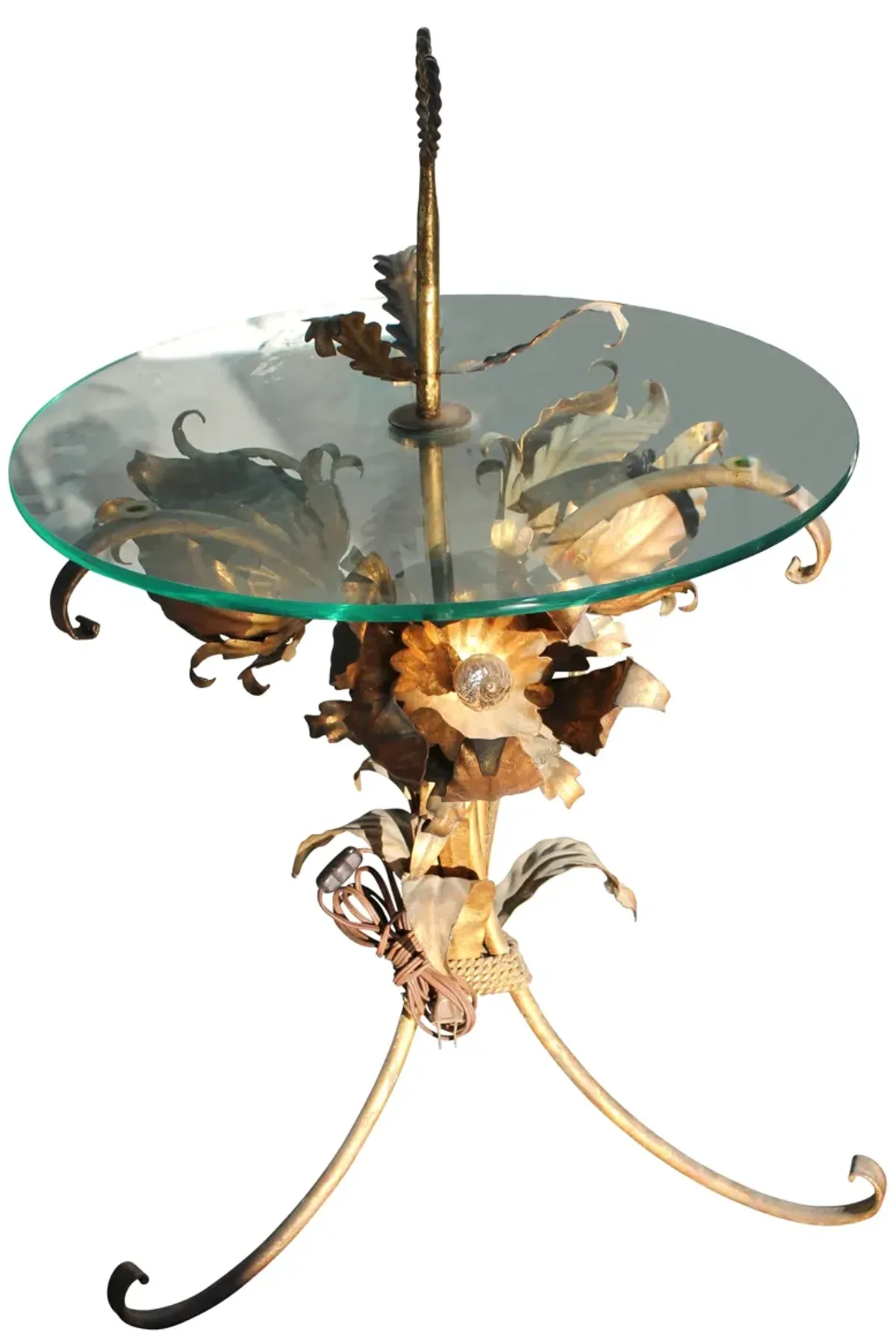 Maison Charles Lotus Lamp Table - Something Vintage - Gold