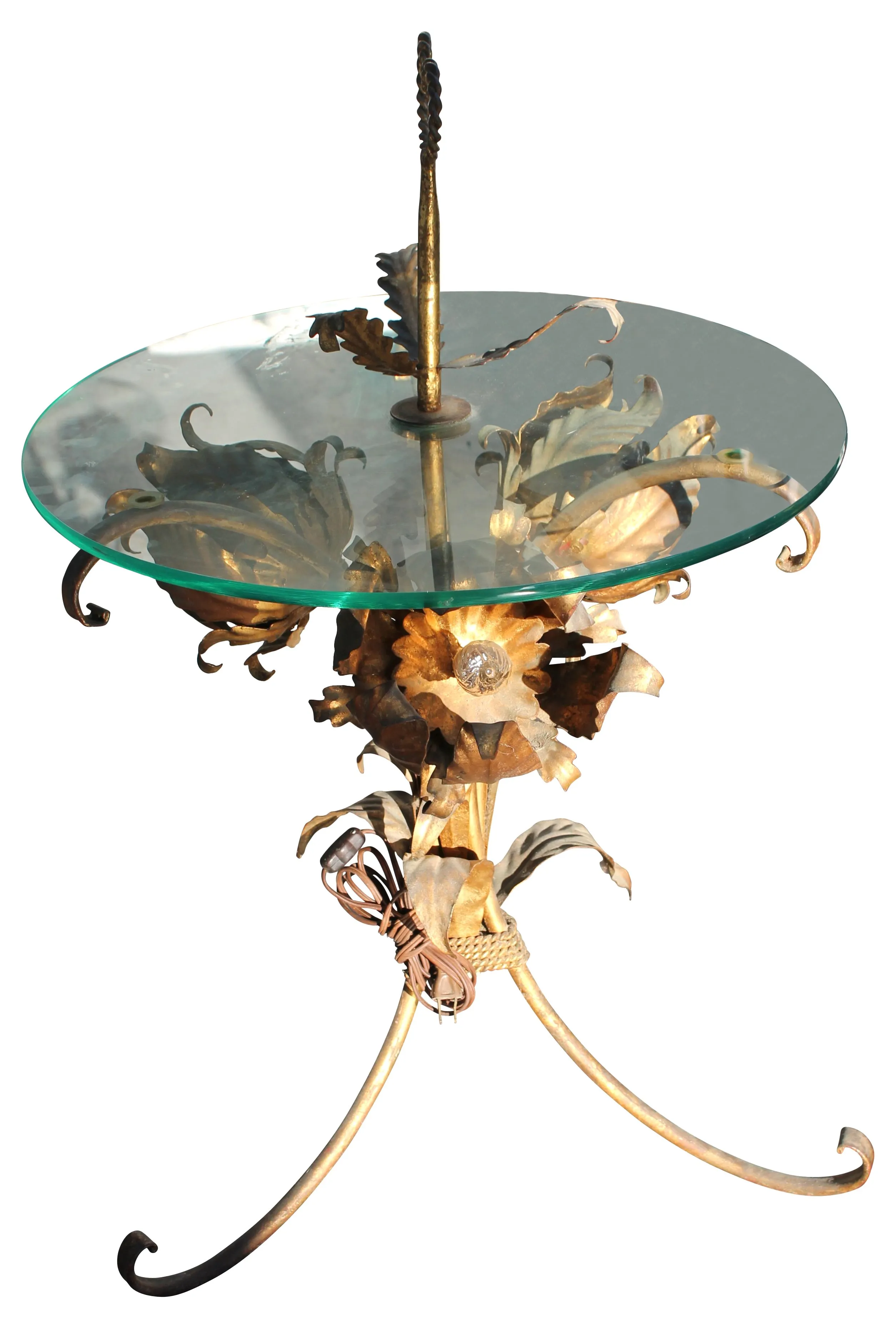 Maison Charles Lotus Lamp Table - Something Vintage - Gold