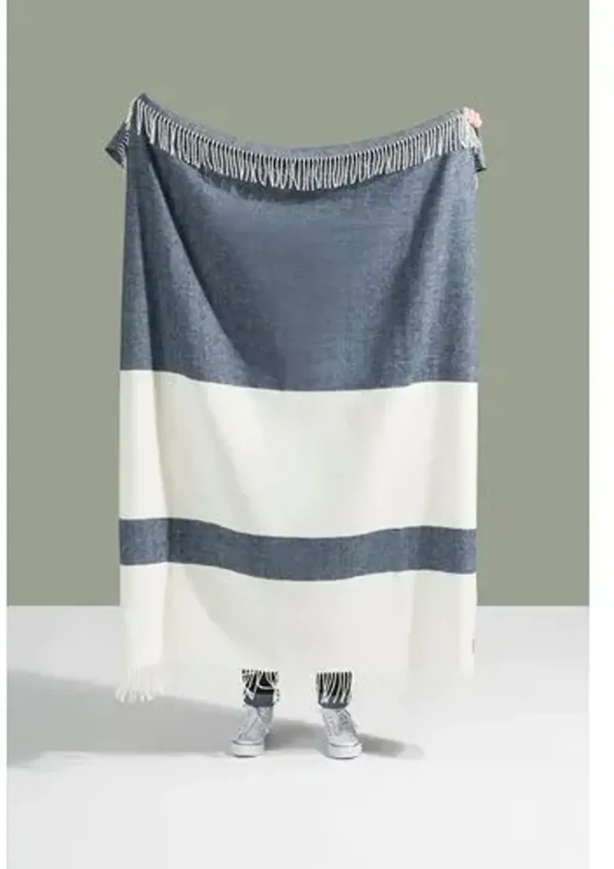 Sydney Stripe Throw - Lands Downunder - Blue, Fringed