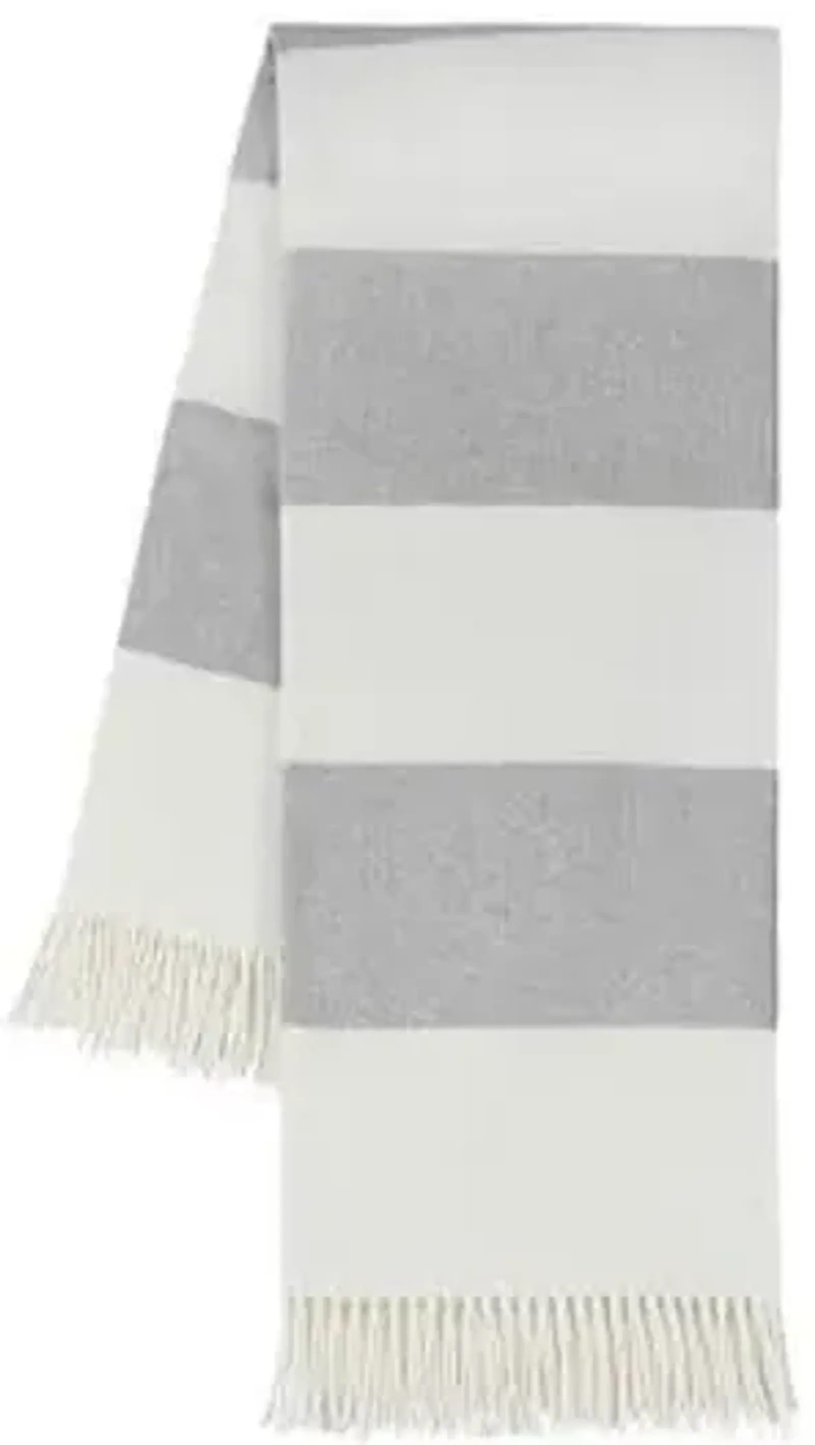 Rugby Stripe Throw - Lands Downunder - Gray - Gray, Fringed