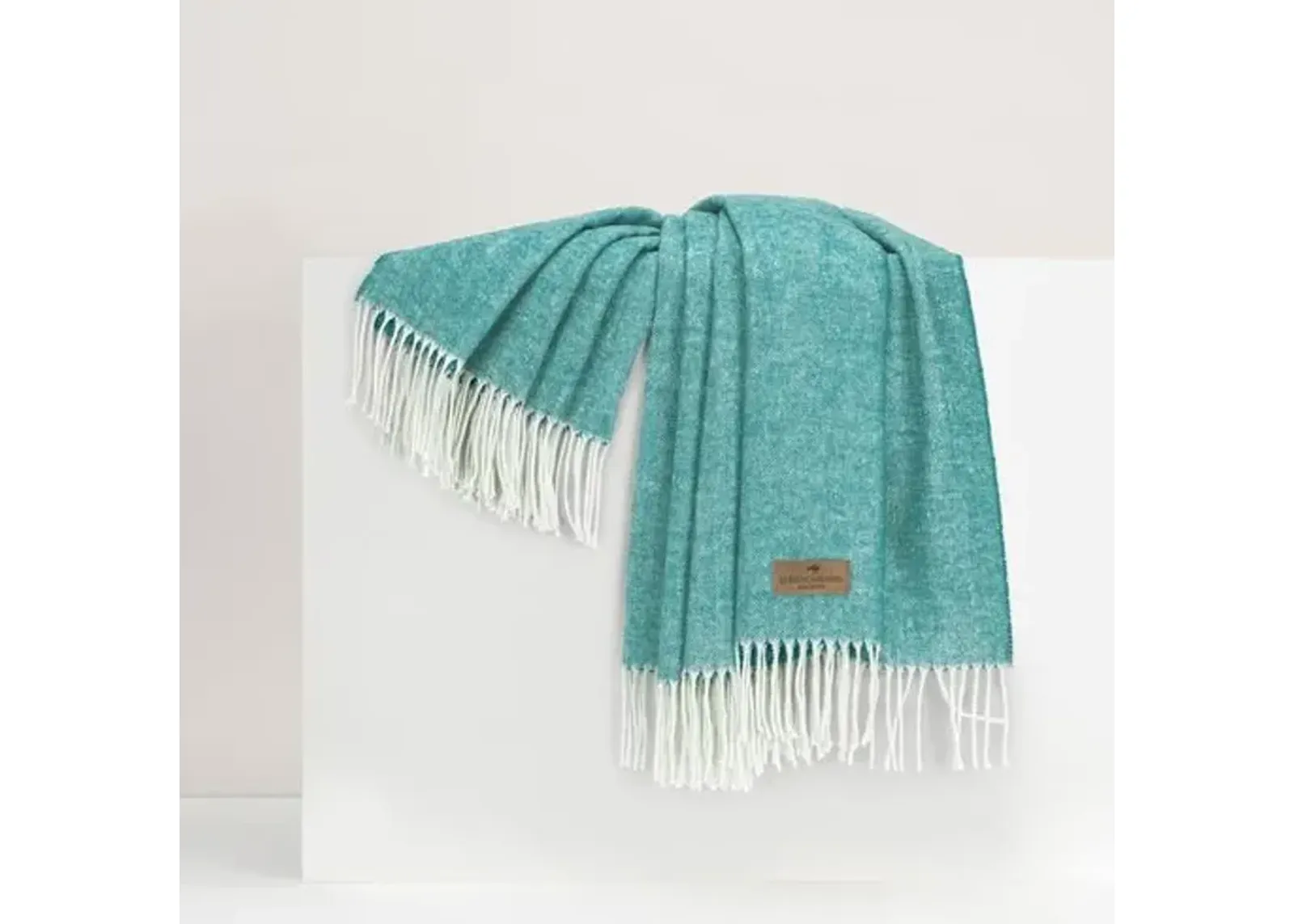 Herringbone Throw - Lands Downunder - Green - Lightweight, Soft, Warm, Fringed