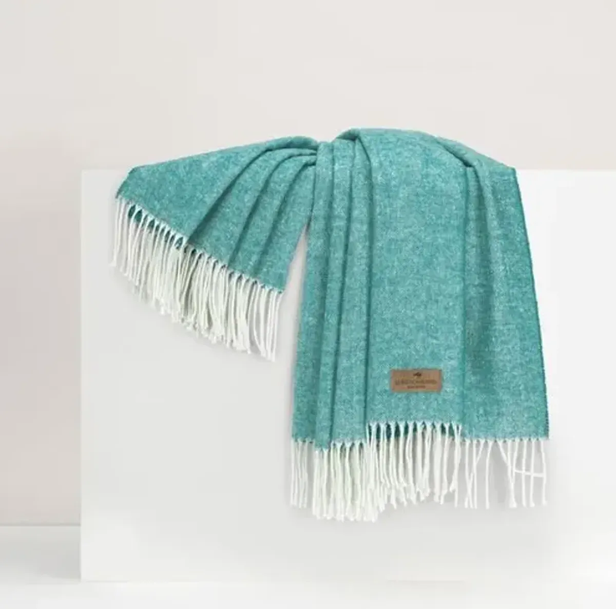 Herringbone Throw - Lands Downunder - Green - Lightweight, Soft, Warm, Fringed