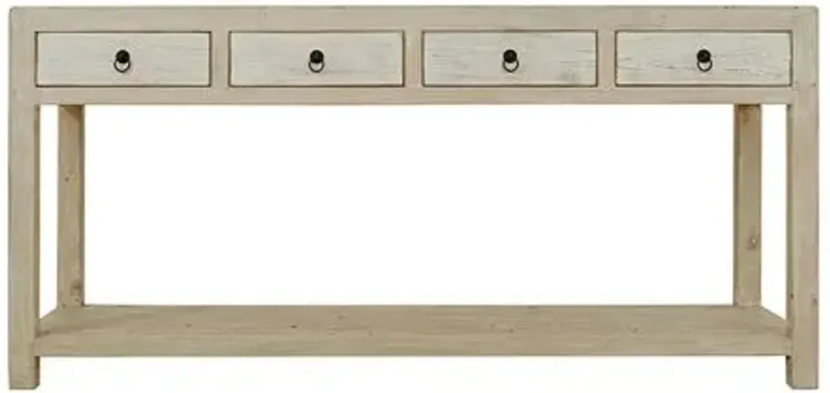 Lara Console - Natural White - Handcrafted - Beige