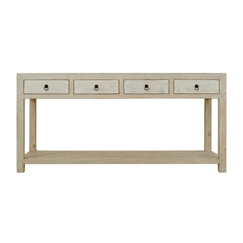 Lara Console - Natural White - Handcrafted - Beige