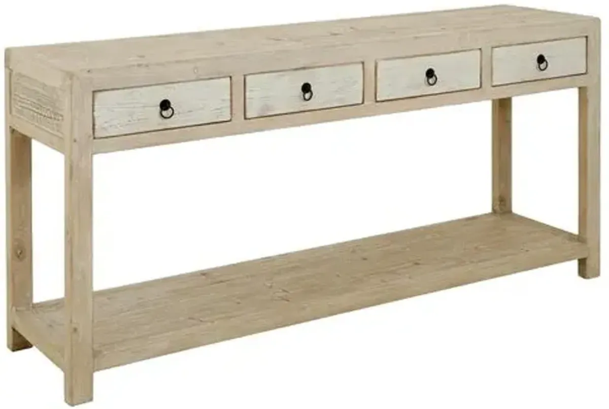 Lara Console - Natural White - Handcrafted - Beige