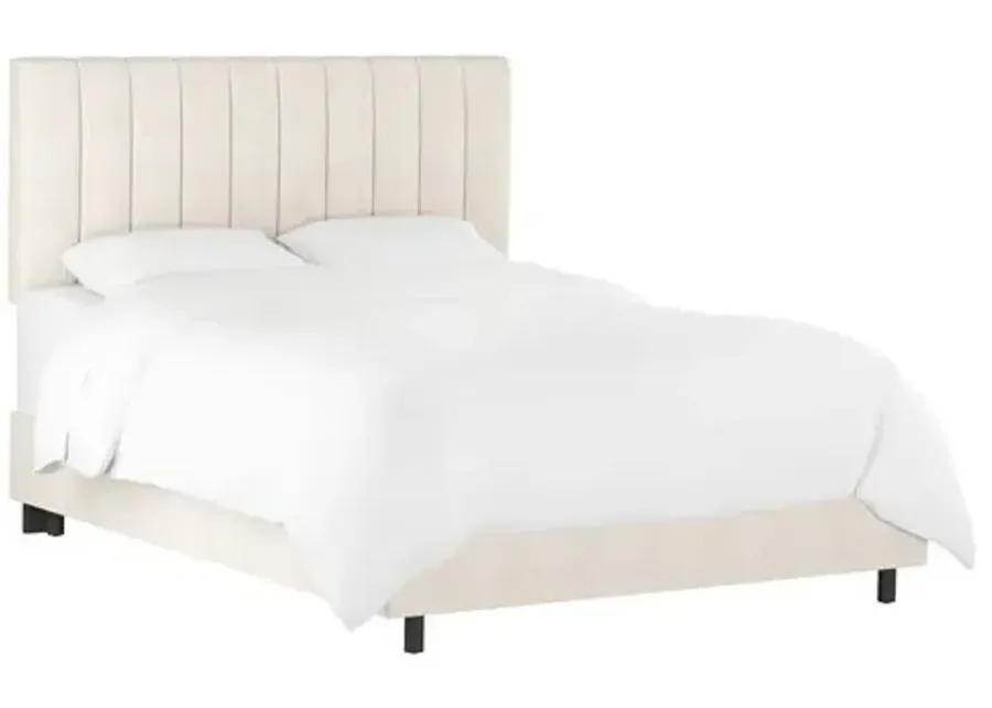 Delmar Linen Channeled Bed - Beige