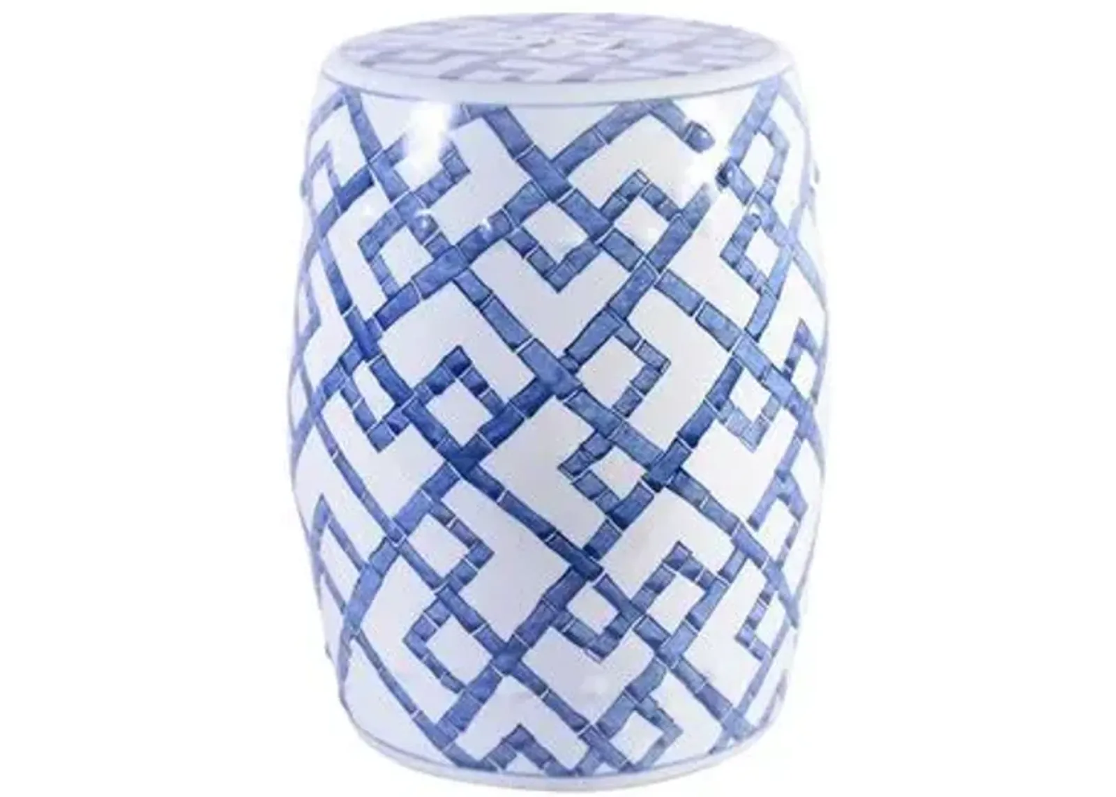 Chen Bamboo Garden Stool - Blue/White