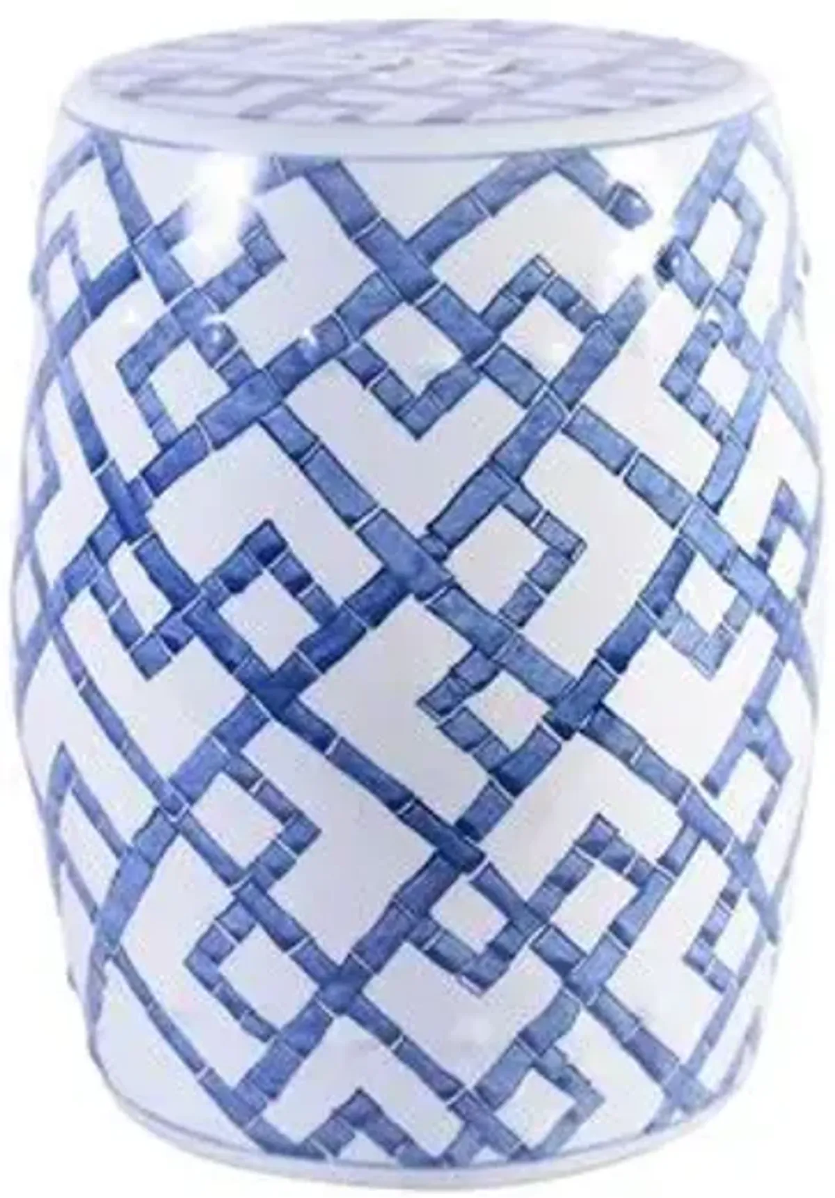 Chen Bamboo Garden Stool - Blue/White