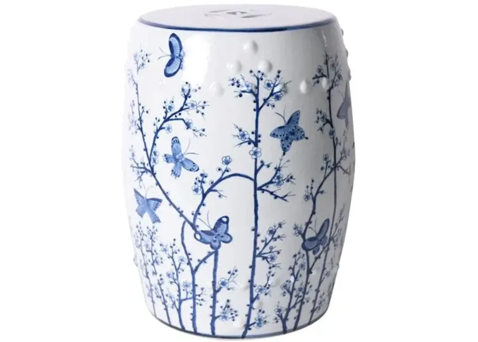 Butterfly Garden Stool - Blue/White