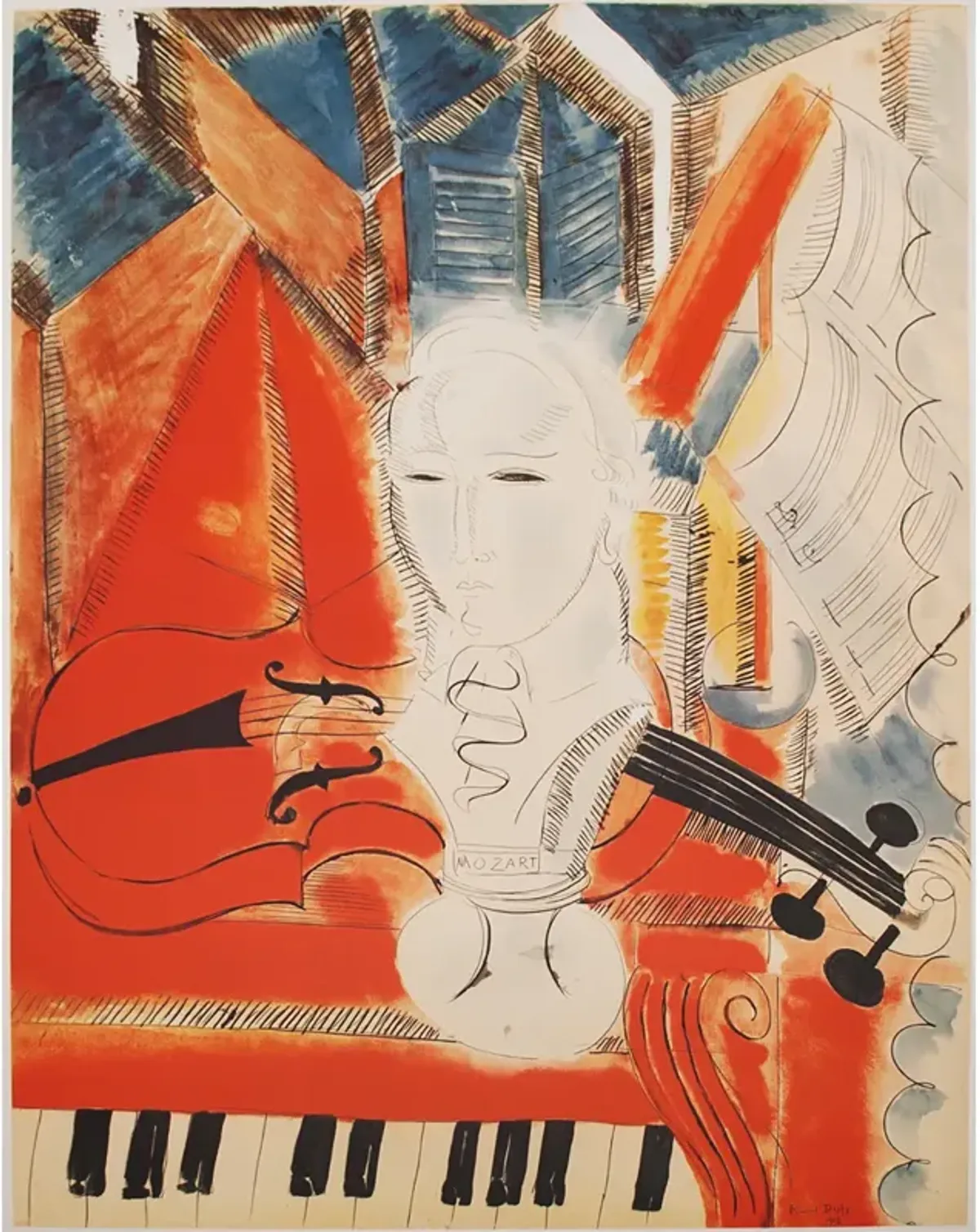 R. Dufy - Homage to Mozart XL Lithograph - red