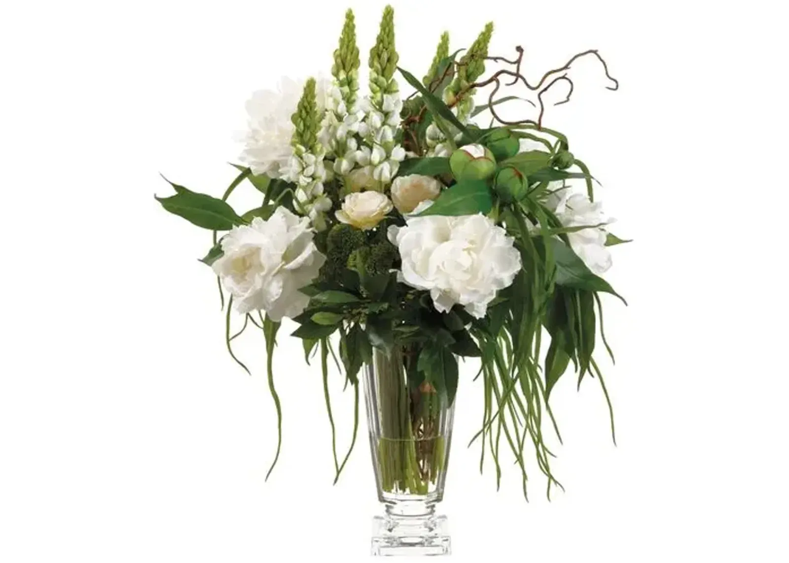 30" Cream Peony Arrangement with Vase - Faux - Ivory