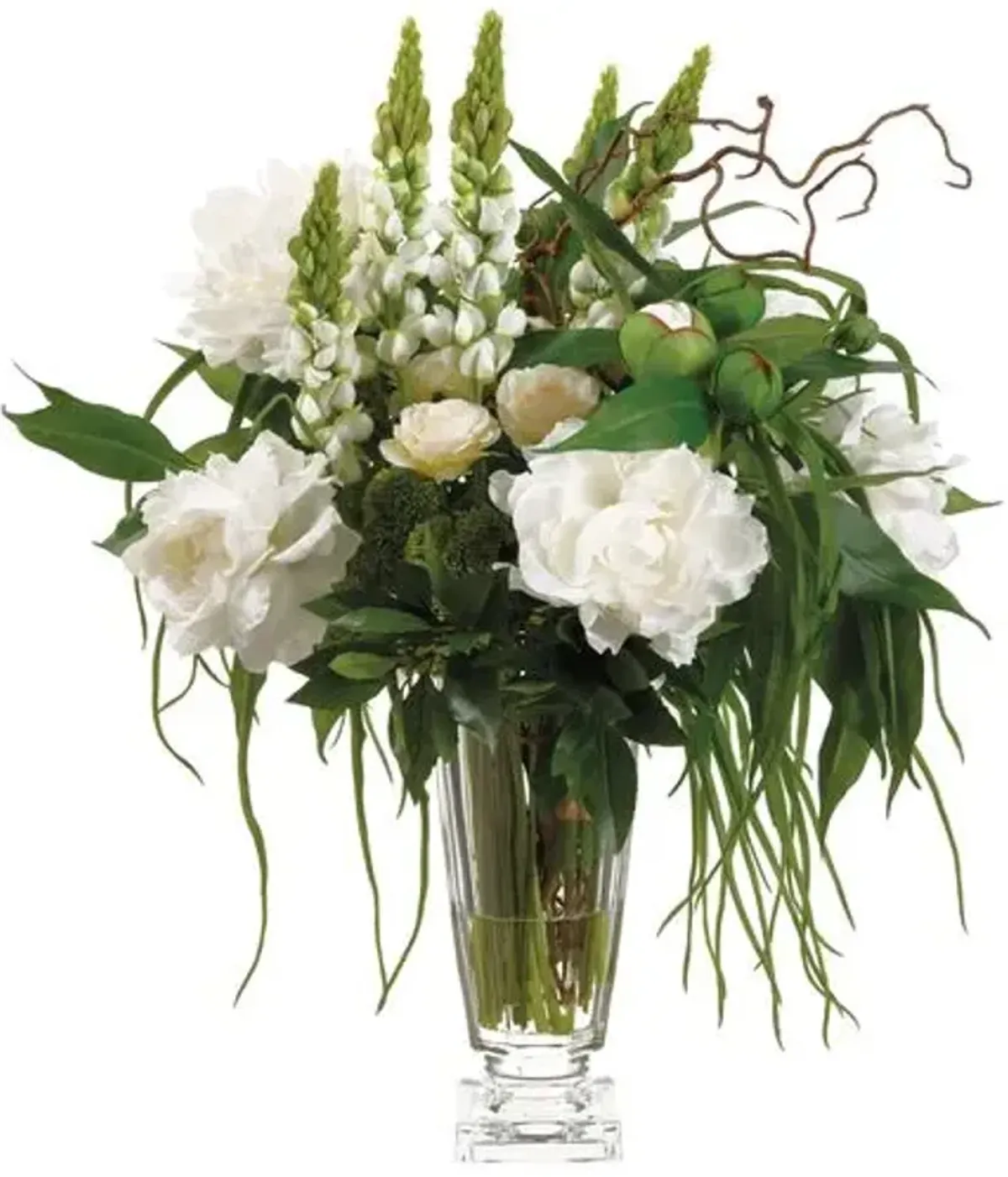 30" Cream Peony Arrangement with Vase - Faux - Ivory