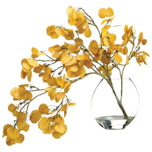 29" Aspen Leaf Spray with Vase - Faux - Yellow