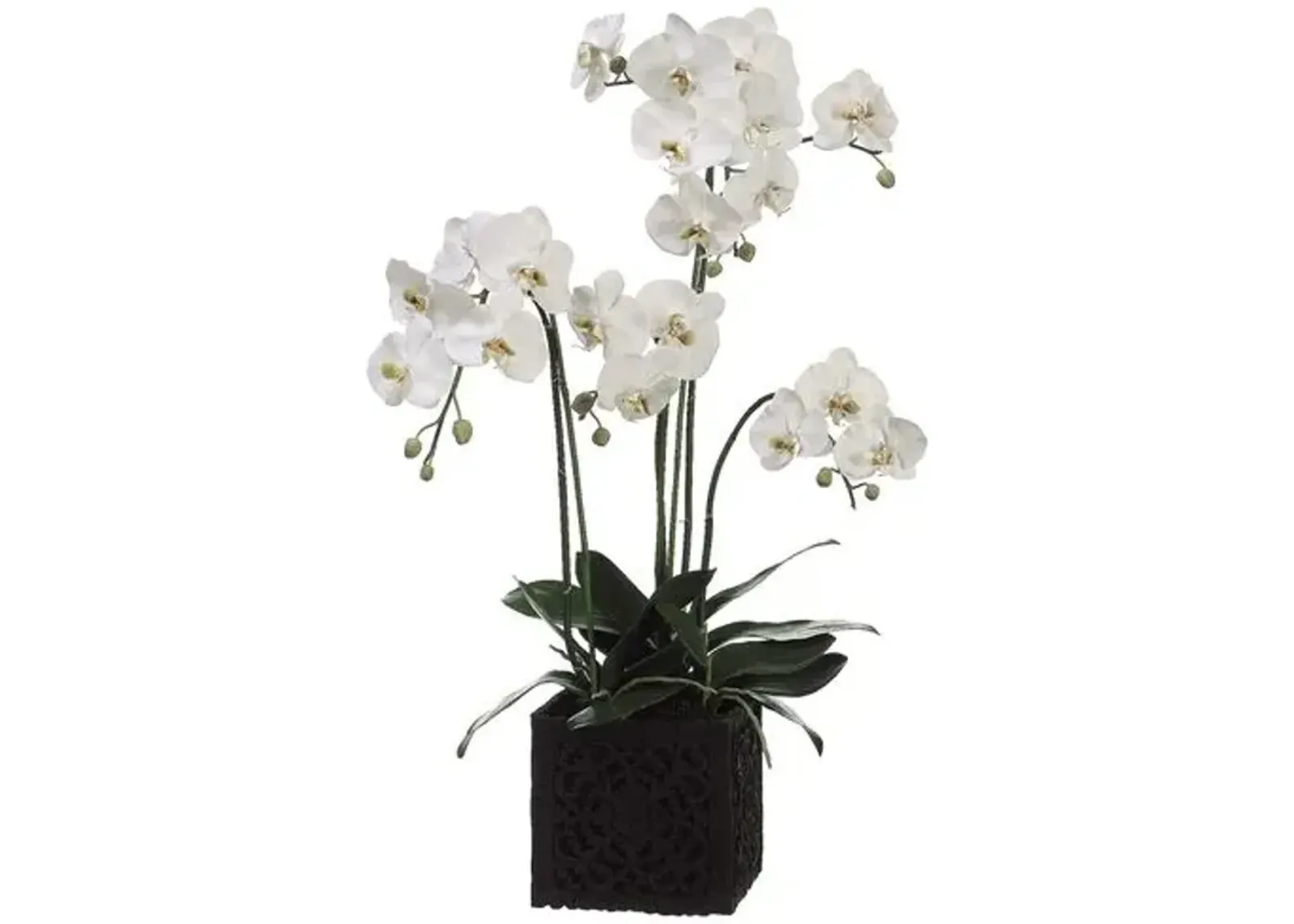 37" Phalaenopsis Orchid with Square Planter - Faux - White - 37"