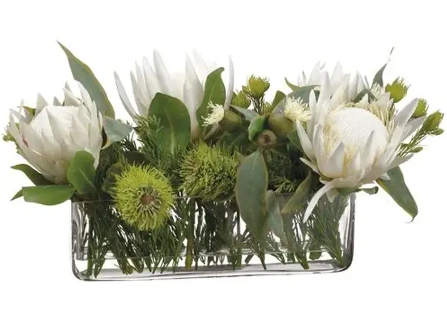 23" Protea & Eucalyptus Arrangement with Vase - Faux - Ivory