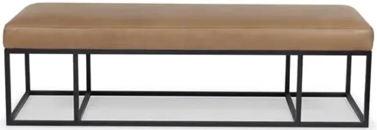 Finley Bench - Black/Caramel Leather - Brownstone Furniture