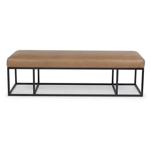Finley Bench - Black/Caramel Leather - Brownstone Furniture
