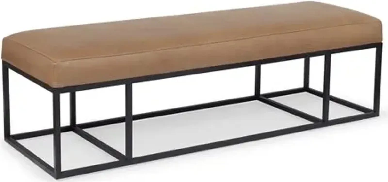 Finley Bench - Black/Caramel Leather - Brownstone Furniture