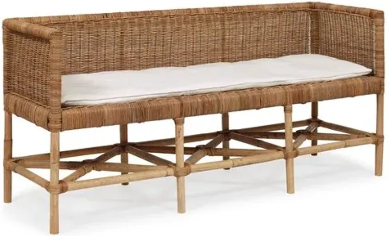 Vintage Lina Rattan Bench - Natural/Cloud White - Brownstone Furniture