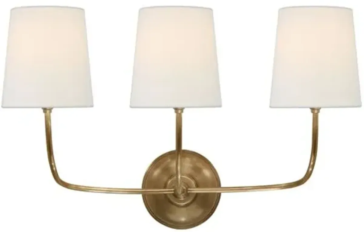 Visual Comfort - Vendome Triple Sconce - Antiqued Brass - Gold