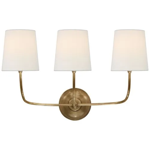 Visual Comfort - Vendome Triple Sconce - Antiqued Brass - Gold
