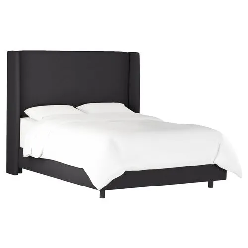 Kelly Wingback Bed - Handcrafted - Black