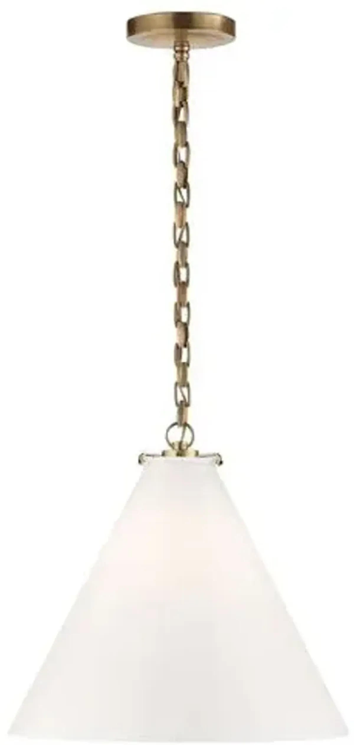 Visual Comfort - Katie Conical Pendant - Antiqued Brass - White