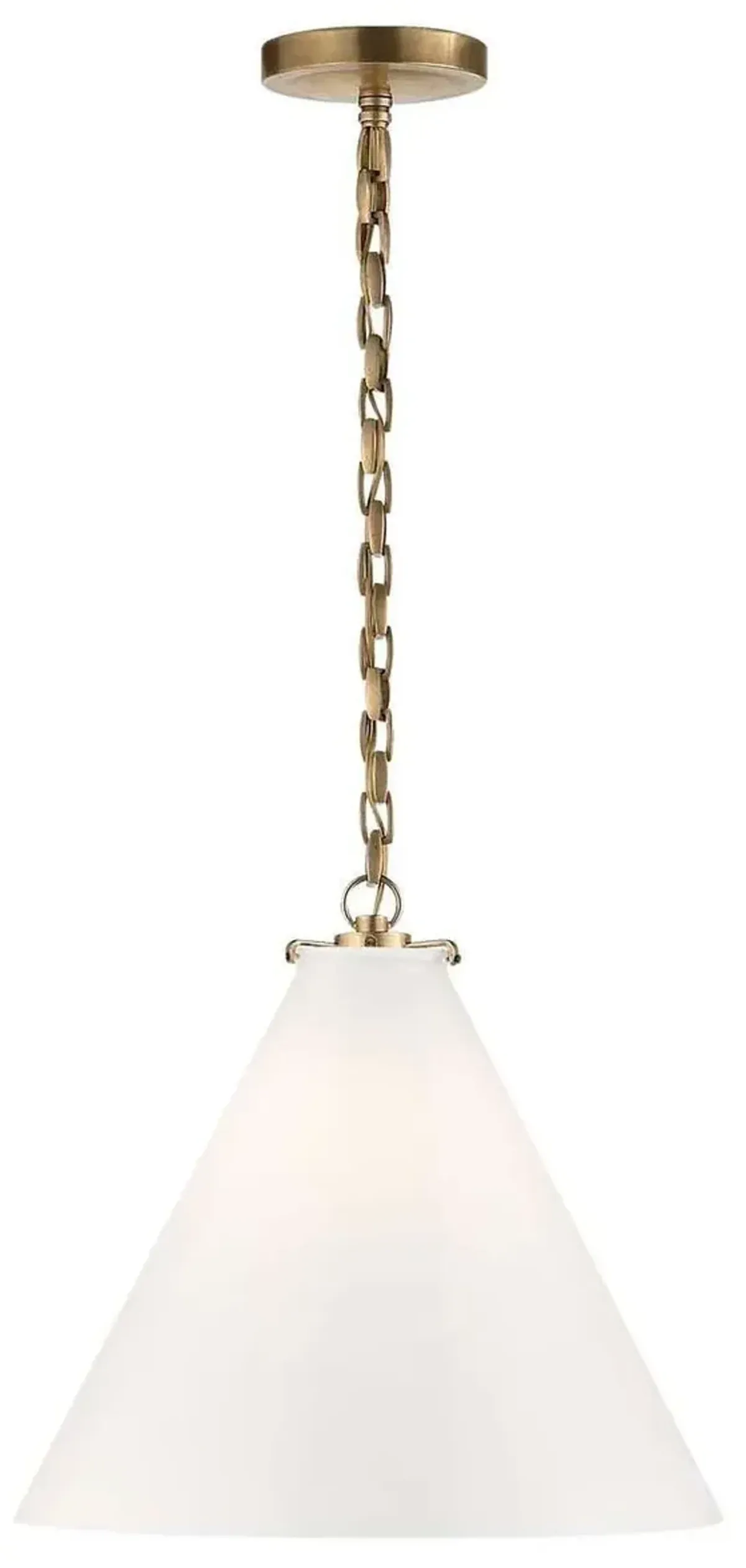 Visual Comfort - Katie Conical Pendant - Antiqued Brass - White
