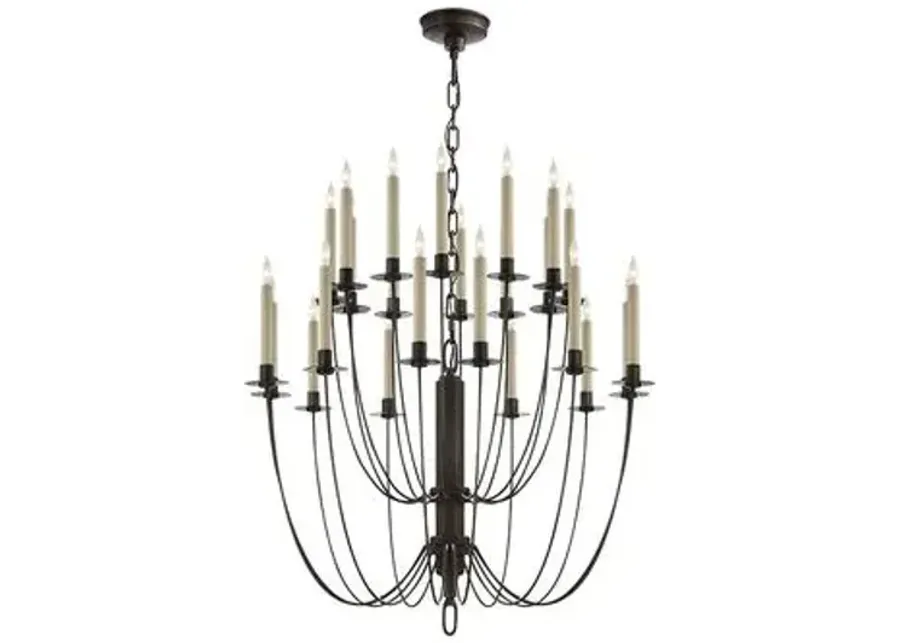 Visual Comfort - Erika Two-Tier Chandelier - Aged Iron - Black