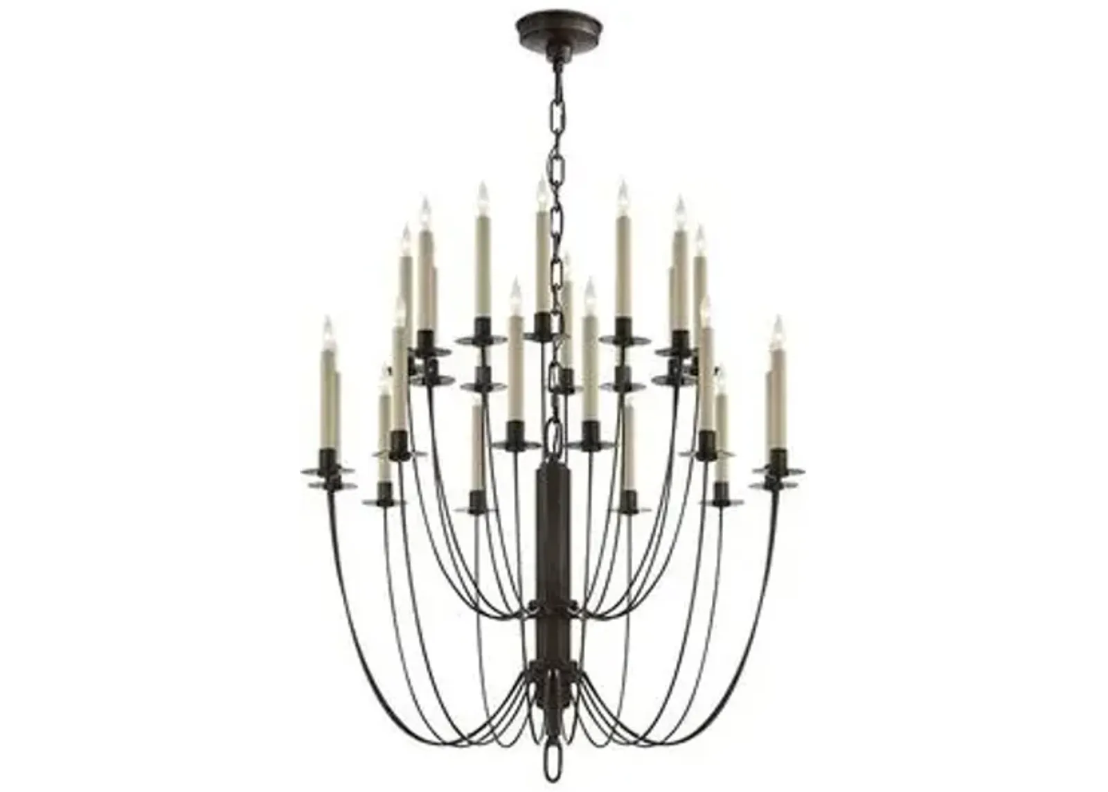 Visual Comfort - Erika Two-Tier Chandelier - Aged Iron - Black