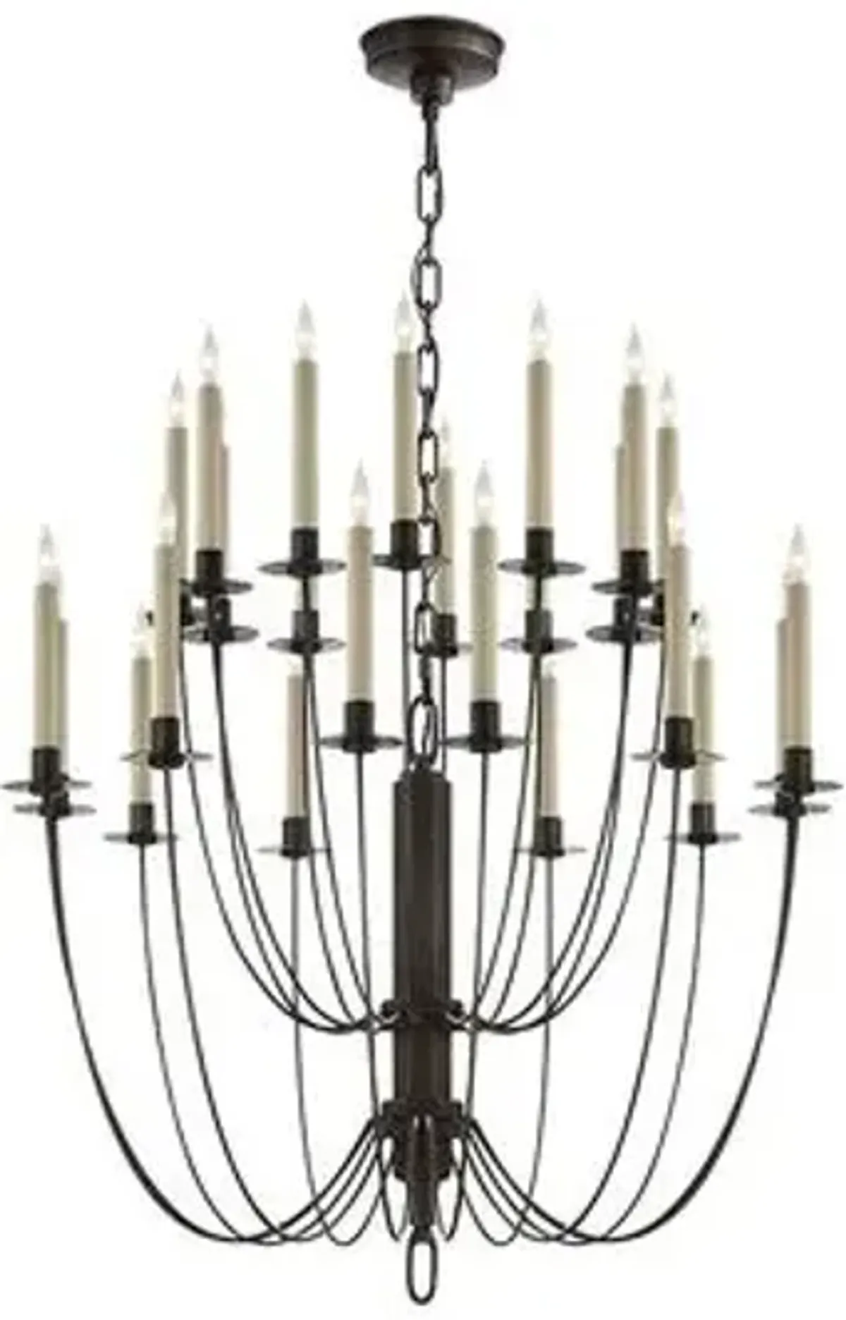 Visual Comfort - Erika Two-Tier Chandelier - Aged Iron - Black