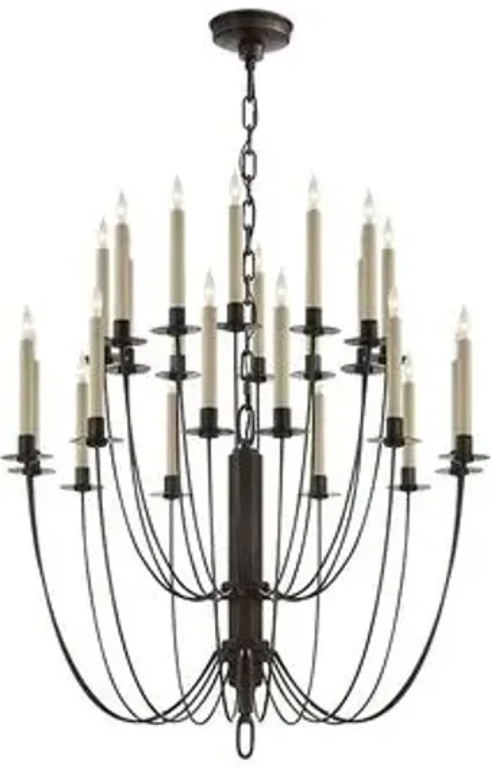 Visual Comfort - Erika Two-Tier Chandelier - Aged Iron - Black