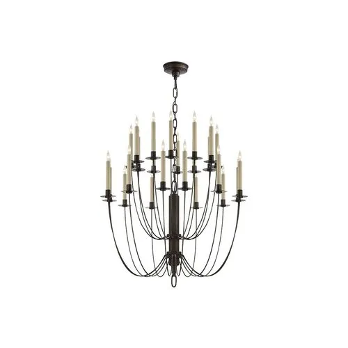 Visual Comfort - Erika Two-Tier Chandelier - Aged Iron - Black