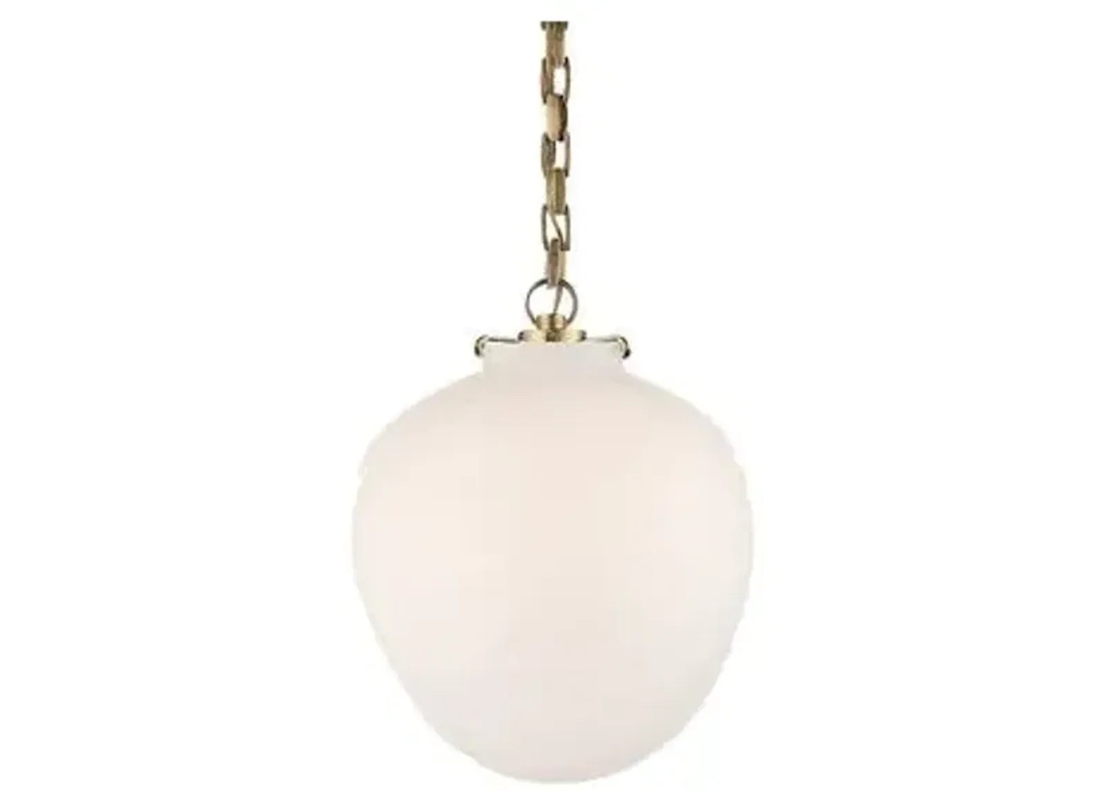 Visual Comfort - Katie Acorn Pendant - Antiqued Brass - White