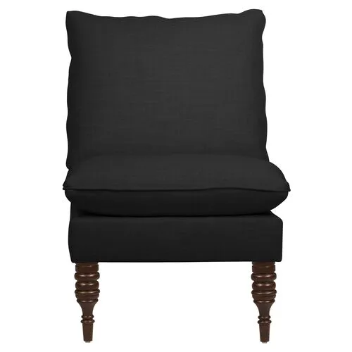 Daphne Linen Slipper Chair - Black