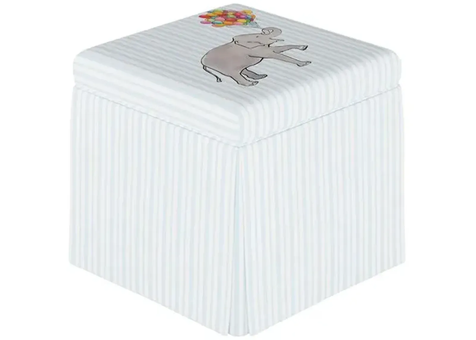 Dyer Storage Ottoman - Elephant Stripe Blue - Handcrafted