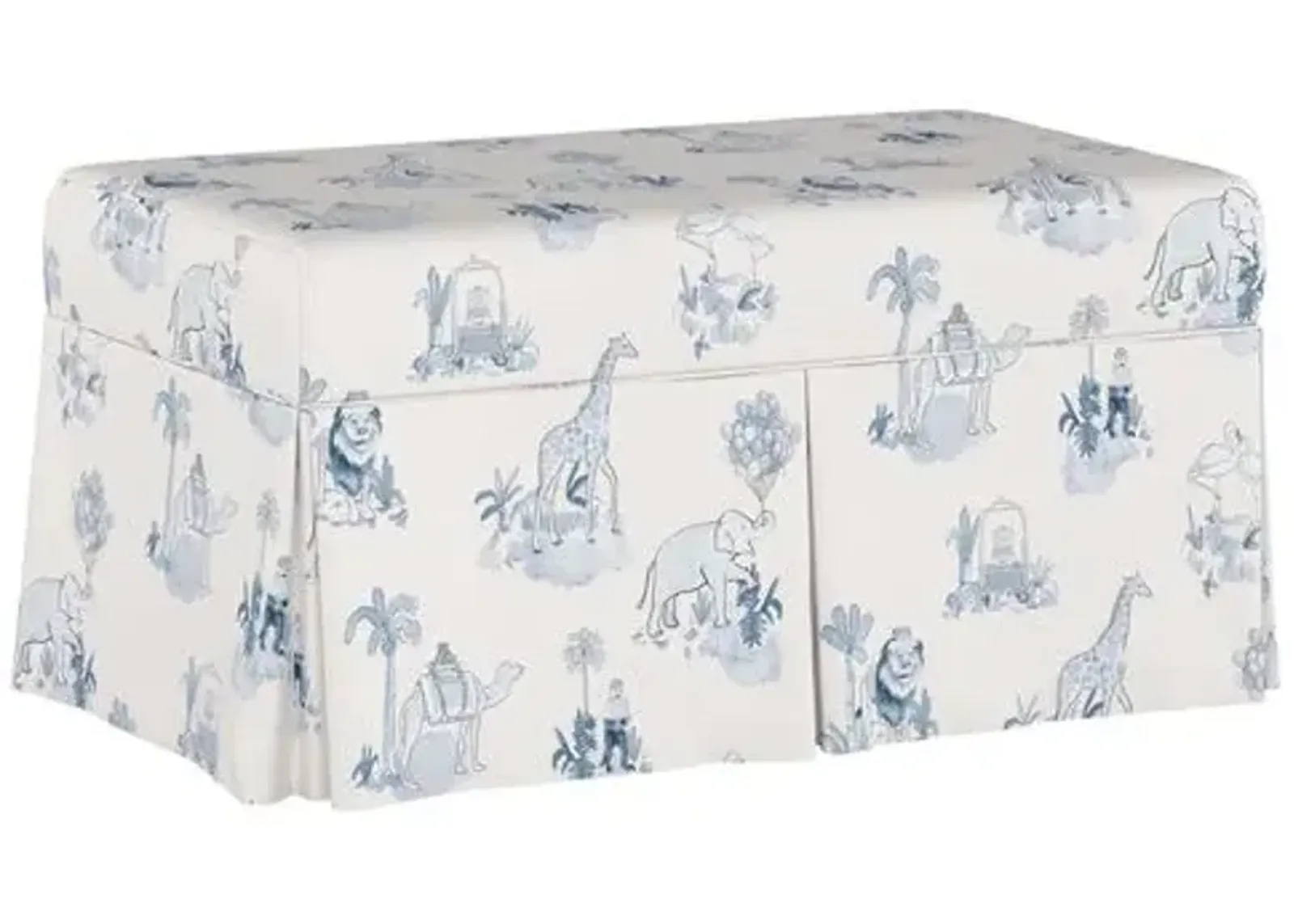 Hamilton Storage Bench - Malin Toile - Handcrafted in the USA - Blue