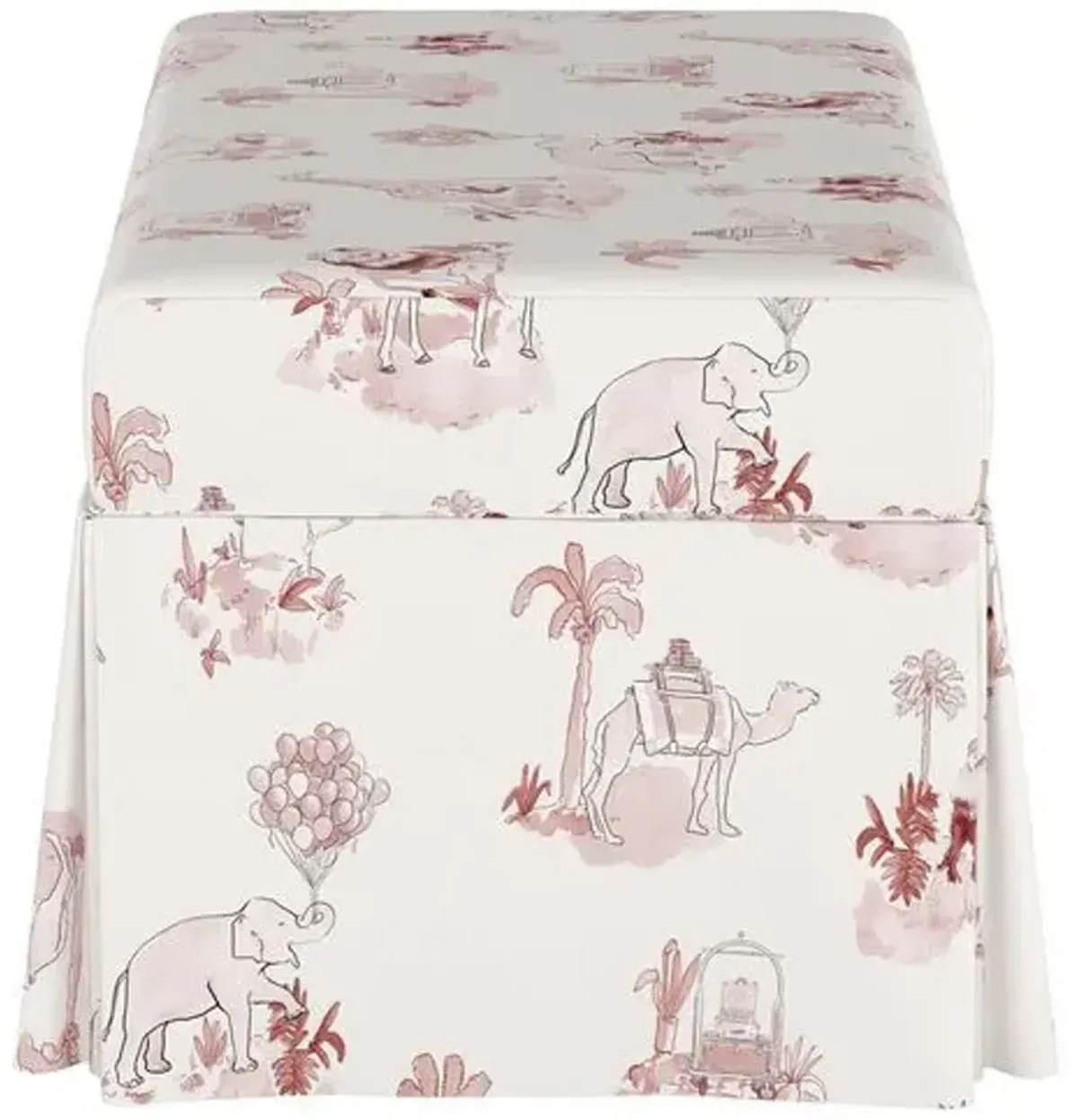 Hamilton Storage Bench - Malin Toile - Handcrafted in the USA - Pink